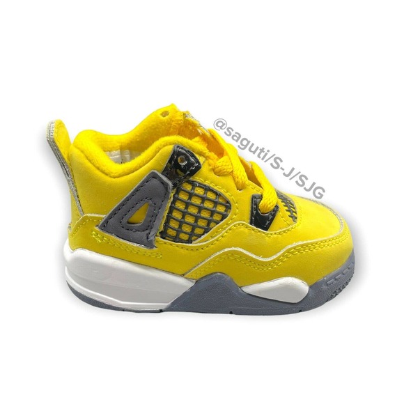 Nike Air Jordan 4 Retro (TD) 'Lightning' Tour Size 4c Yellow/Grey New BQ7670-700 - Picture 2 of 8